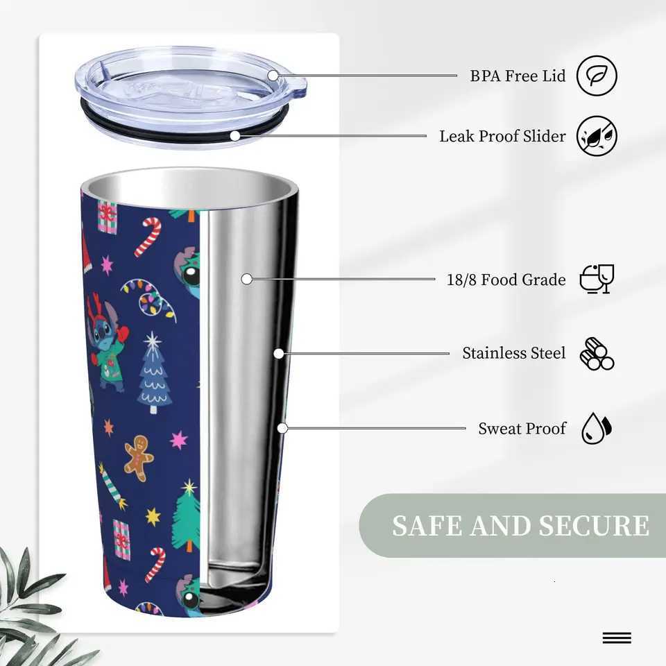 Christmas Stainless Steel Tumbler Cute Stitch Christmas Thermal Cups Heat Preservation Hot Drinks Car Mugs Travel Custom Water Bottle Y251112