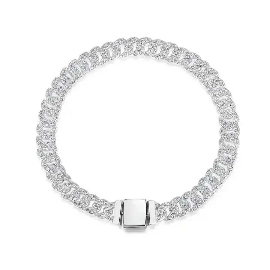 PDR 2025 New Cuban Chain Shining Dense Inlaid Eternal Chain Hot Bracelet Necklace Jewelry Charm Womens Gift Suitable for Daily Wearing W250411