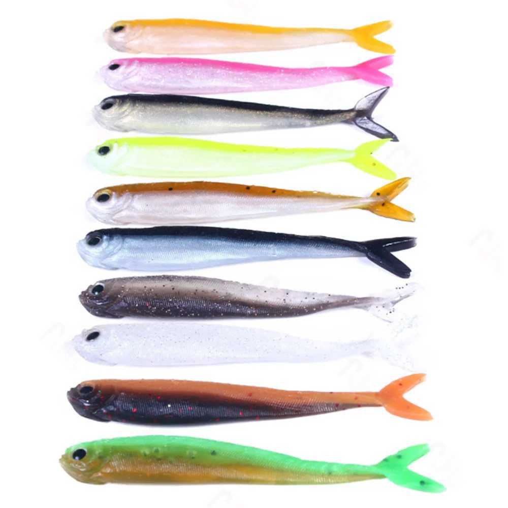 10PCS Black Minnow Jerk Shad Maggot Worm Bait 8cm/2g Soft Silicone Fish Lure Saltwater Freshwater Fishing Jigging Wobbler Tackle Z250411