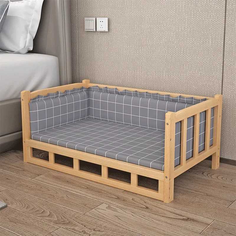 Solid wood dog house dog bed smooth polished teddy dog house golden retriever detachable pet bed solid wood cat bed X2504121