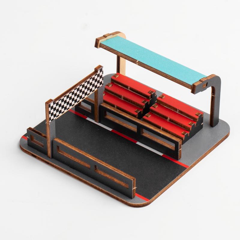 1:64 Racing Circuit DIY Assembled Scene, Exquisite Wooden Model for Car Enthusiasts, Customizable Display-S1002