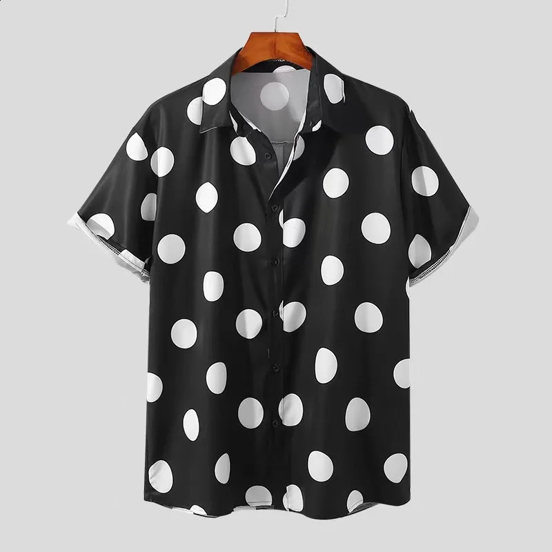 Polka Dot Print Vacation Shirt Shorts Sleeve Trendy Modern Art Hawaiian Casual Shirts Man Novelty Blouses Summer Streetwear 250409