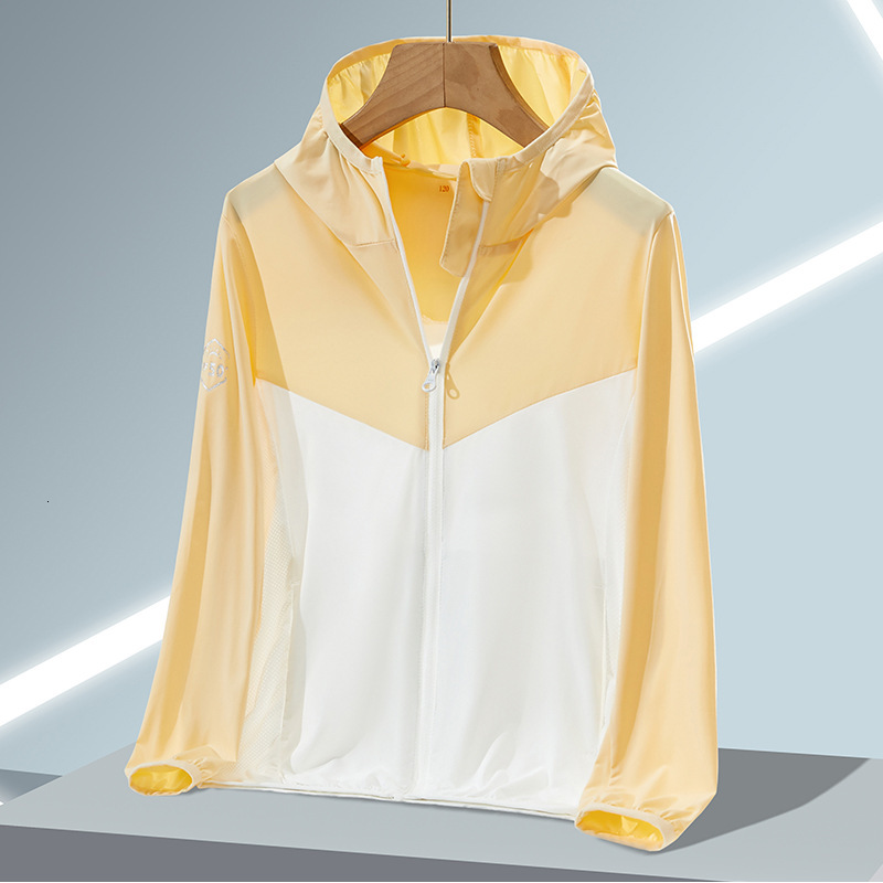 Outdoor Ice Silk Sun Protection Clothing Childrens Summer Uv Resistant Skin Clothing Female Students Ice Sensitive Breathable Hooded Sun Protection Sh