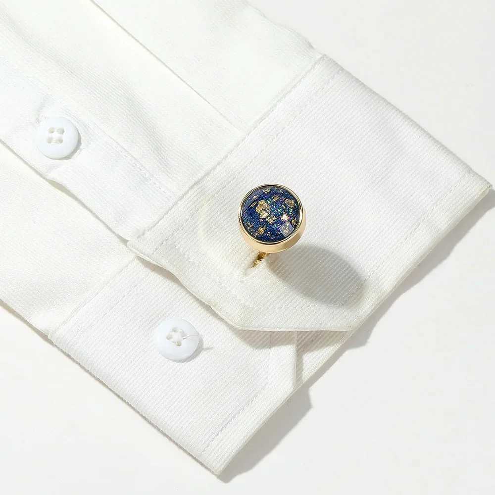 Mens cufflinks new luxury color pattern round gold French shirt cufflinks mens business banquet wedding accessories giftsT250412