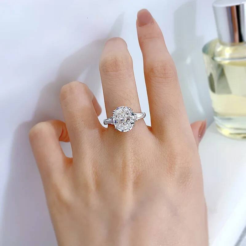 FIRERING 100 Real 5ct Oval Moissanite Ring 9x11MM wit Certificate Passed Diamond Test Rings Women Eternal Jewelry S925 Silver