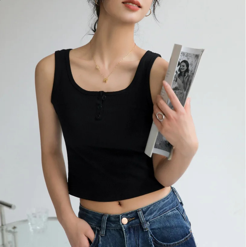 Womens Korean style simple summer niche casual lace sexy short sleeved sleeveless vest womens 250407