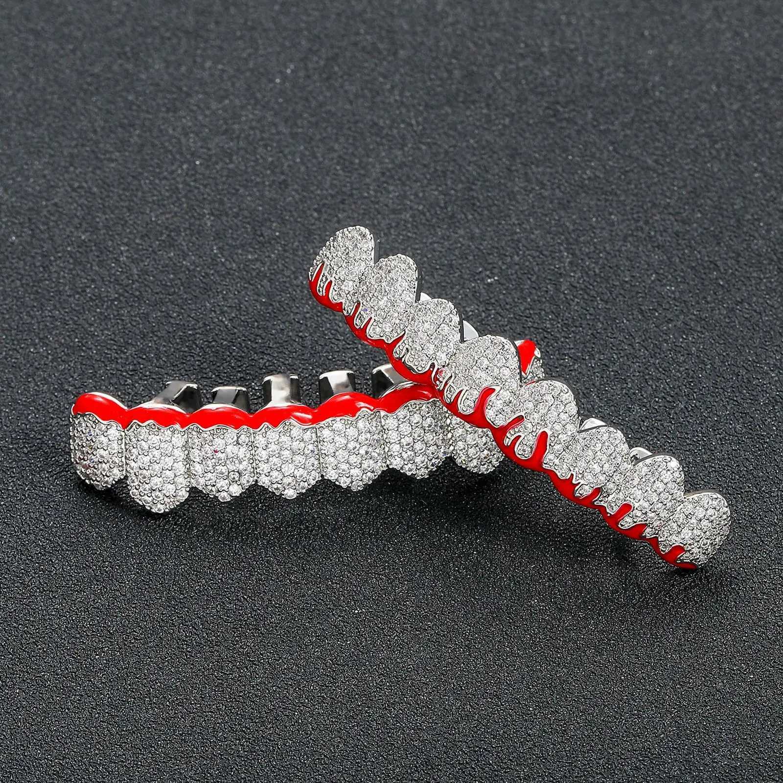 Ailodo hip-hop enamel fire tooth grill suitable for men and women cubic zirconia ice out grill suitable for your teeth rapper clothing oral grill W250