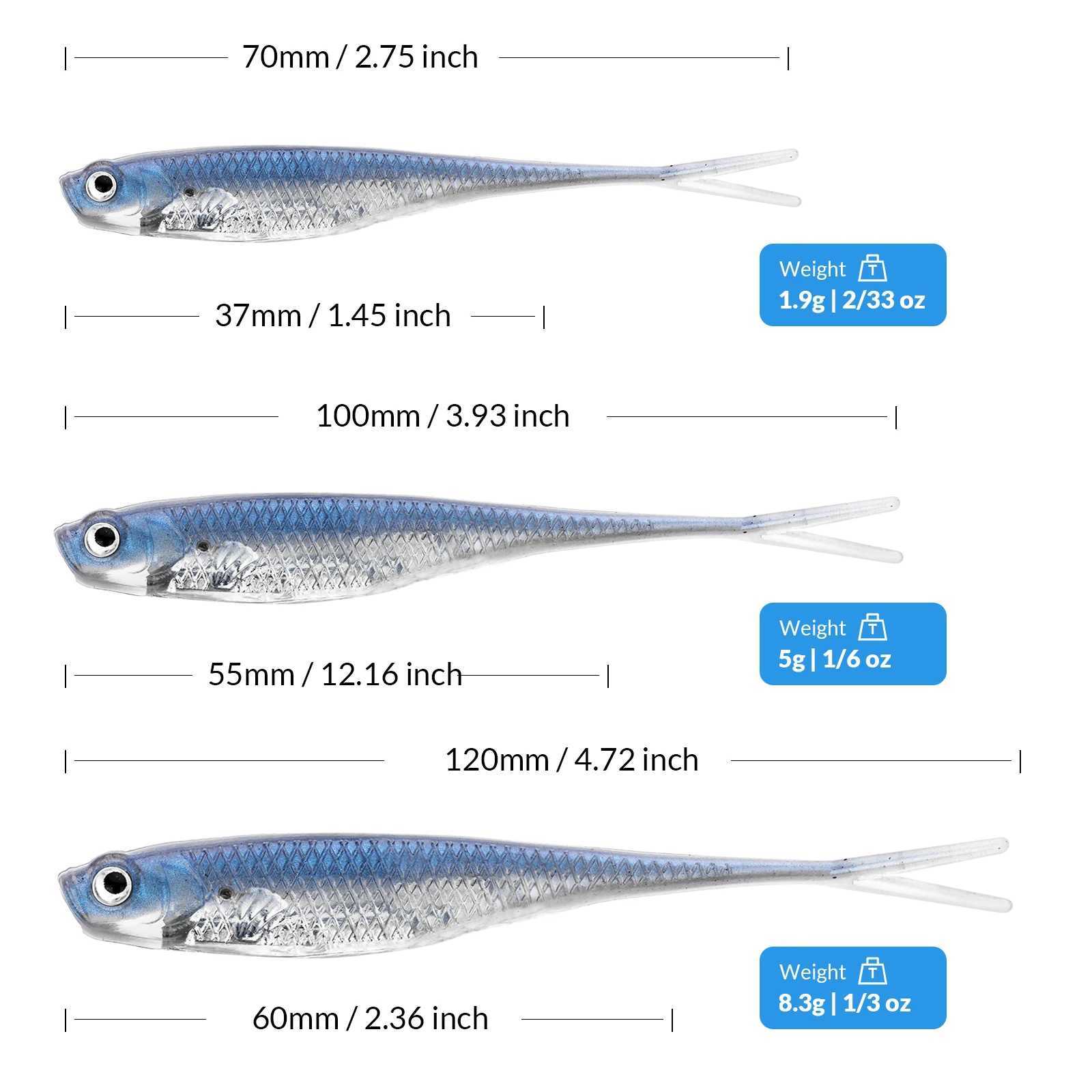 5pcs/6pcs Fishing Soft Bait 75mm100mm Shad Silicone Fishing Soft Lures Artificial Baits Swimbaits Bass Fishing Accessories Z250411