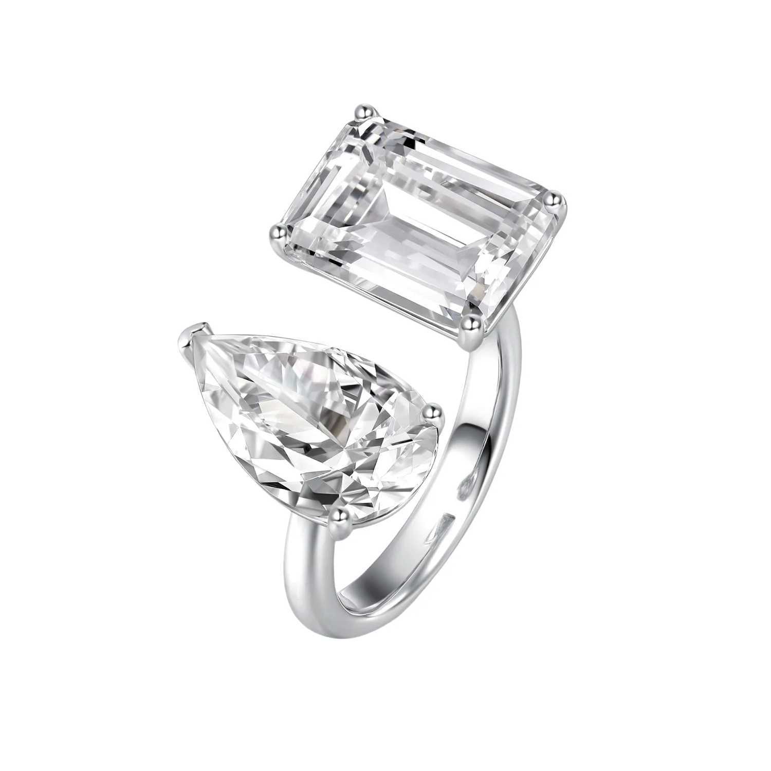 New 925 sterling silver pink white pear shaped cut simulated diamond wedding party open ring exquisite jewelry Christmas giftXJ250412