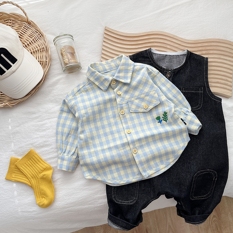 Ddmyshoesvip Korean Long Sleeved And Autumn Wear Fresh Baby Plaid Shirt Jacket For Boys Outdoor Spring Wear