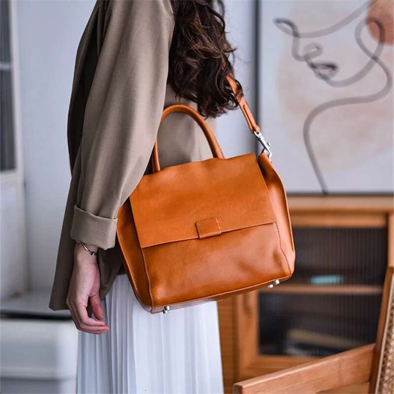 Outdoor Daily Party Niche Handmade Genuine Leather Women's Handbag Designer Soft Cowhide Ladies Shoulder Crossbody Bag