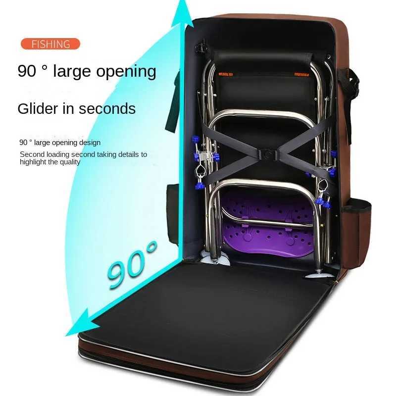 Multifunctional Fishing Backpack Double-layer Fish Protection Bag Hard-shell Chair Bag Fishing Gear Fishing Rod Case Z250411