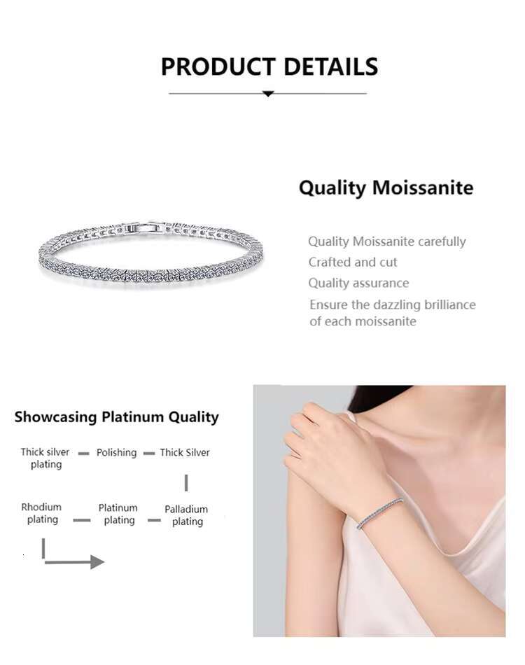 Hot Selling 925 Silver Moissanite Bracelet Fashionable Rhodium Plated Ice Crystal Bangle