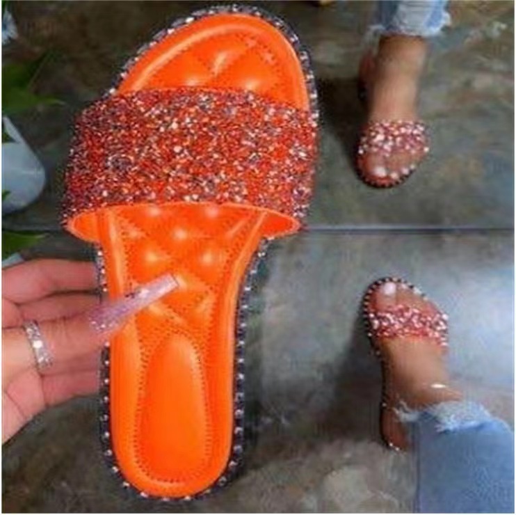 Designer Fashion Trend Women's Flat Bottomed Sparkling Casual Versatile Slippers