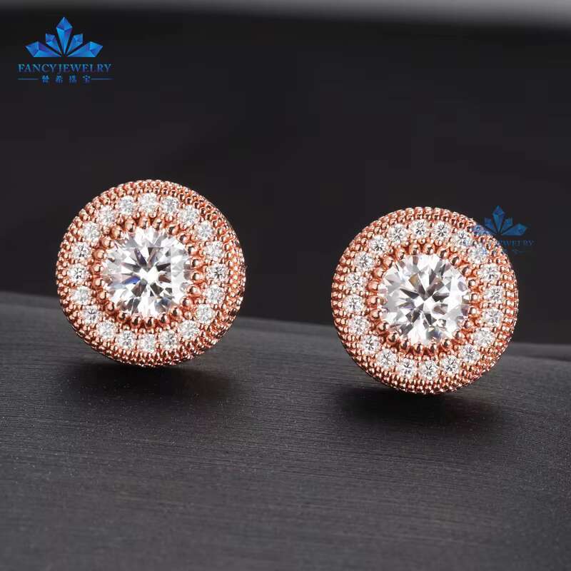 925 Sterling Silver Earrings Studs Lab Diamonds Round Mens Moissanite VVS1 Cluster Stud Fashion Jewelry Earrings Studs