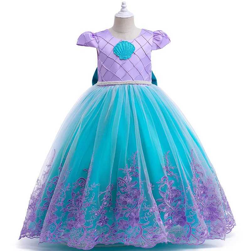 Disney Fantasy Little Mermaid Dress for Girls Carnival Halloween Role Play Childrens Lace Tail Princess Ariel Party Performance CostumeXJ250411