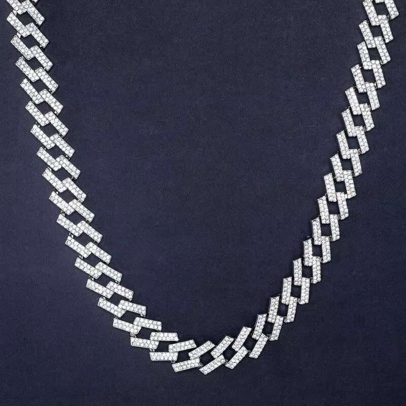 Qianjian Jewelry Cuban k Necklace Mossanite Sier Dia Wholesale Hip Hop Men VVS1 Moissanite 10mm 16-20in Chain