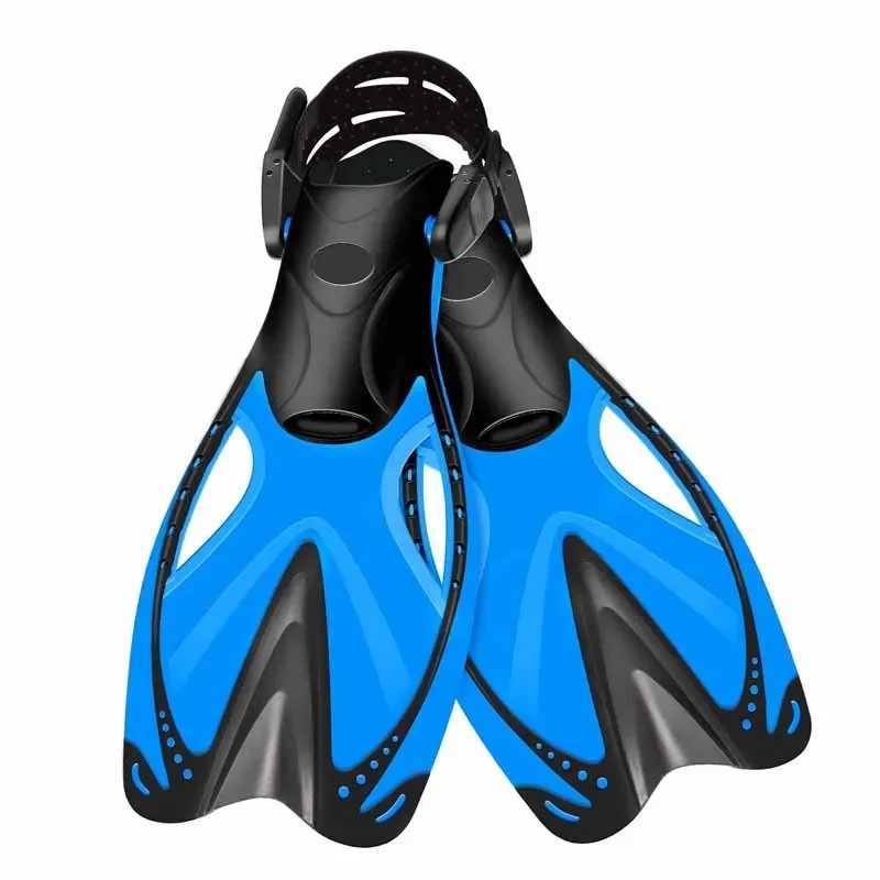 Childrens swimming flip adjustable buckle inflatable fin silicone adhesive lung diving shoes childrens swimming and snorkeling equipmentY250412