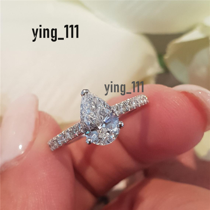 Jewelry 1.0 Carat Pear Cut E VS1 Lab Diamond Full Band Engagement Ring 14K 18K Pt950 Platinum Available Fashion Wedding Ring IGI Certificate CVD Diamo
