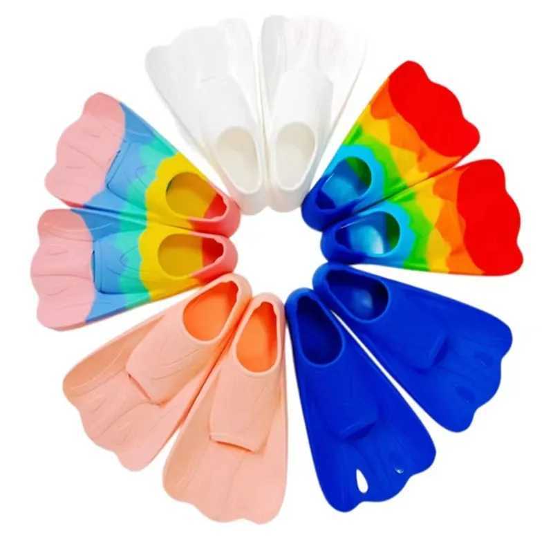 PROfESSional silicone short flip frog shoes suitabLE for children adults free swimming inflatabLE sports equipment special finsY250412