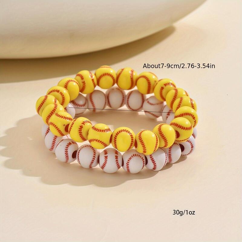 Baseball-Inspired Beaded Bracelet - Sporty and Fun Accessory