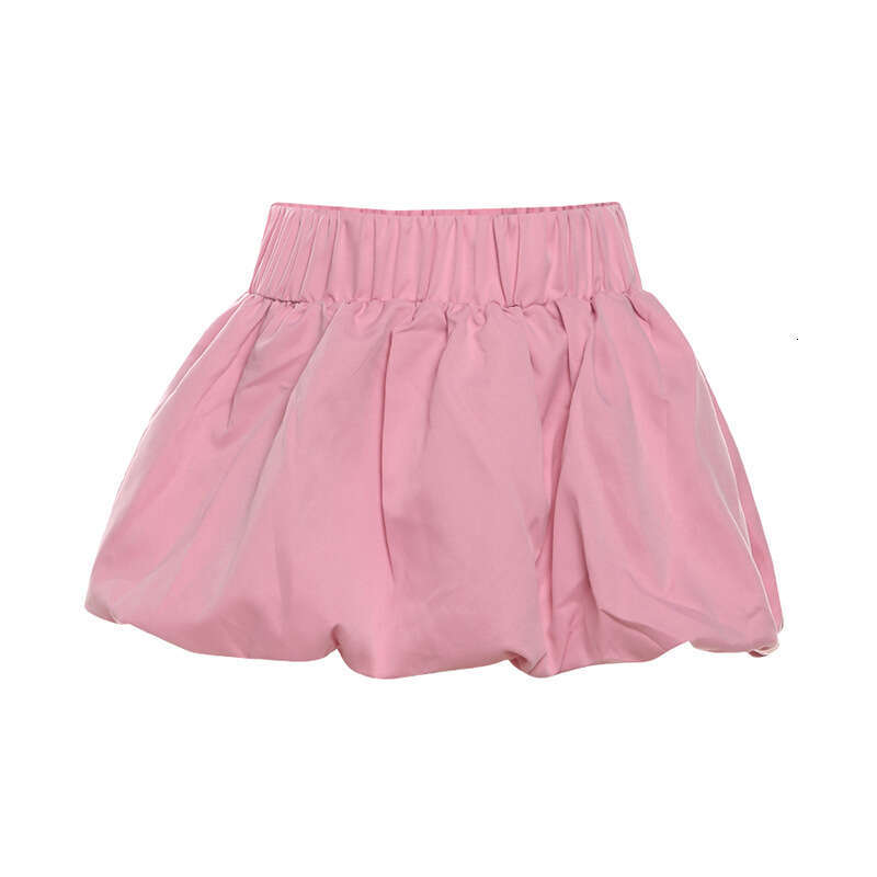 Women's Wear Summer Women's New Solid Color Versatile Bubble High Waist Ultra Short Skirt