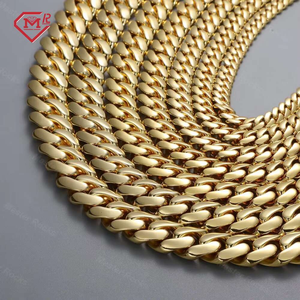 10mm 12mm 14K Gold Plating Cuban Chain High Quality Fashion Hip Hop Miami Cuban Link Chain