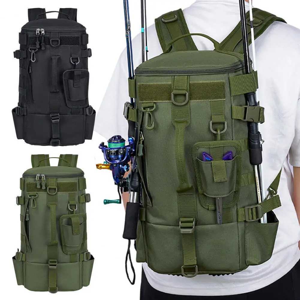 Fishing Backpack with Rod Holders Heavy-duty Fishing Bag Capacity Waterproof Fishing Backpack with Rod for Outdoor for Camping Z250411