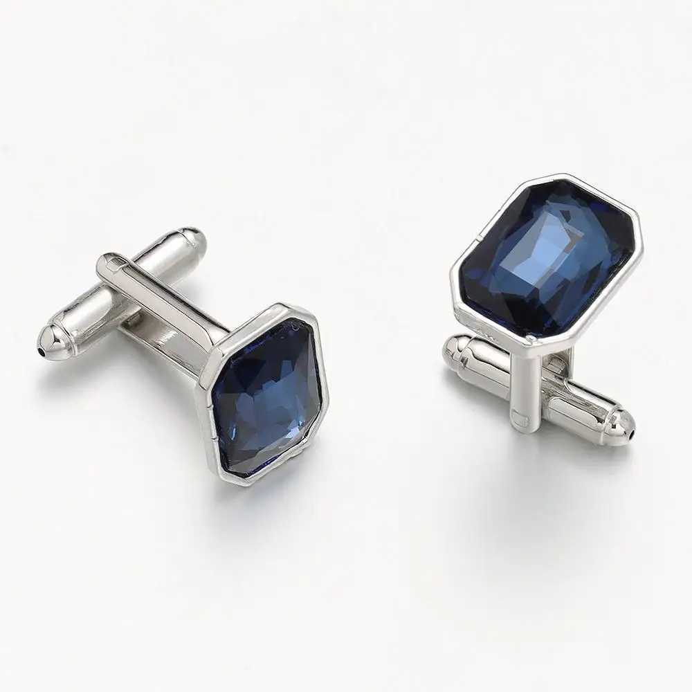 Elegant style crystal white mens shirt cufflinks novel luxury blueT250412