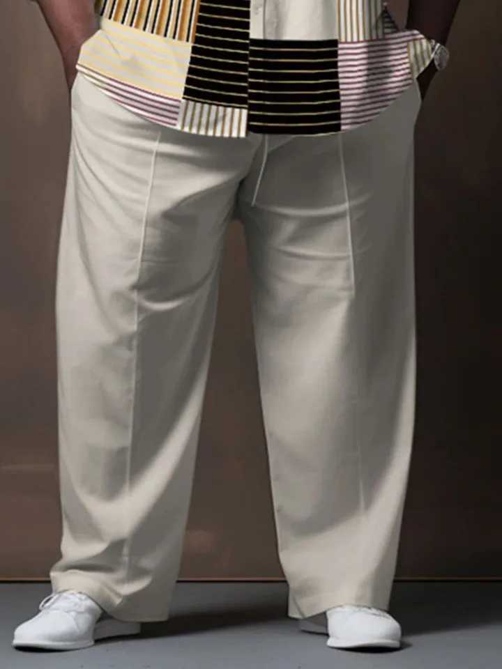 Biggmans Plus size two-piece set 6XL 7XL 8XL 9XL casual mens pocket pants matching set mens long sleeved loose Trouser setXJ250412