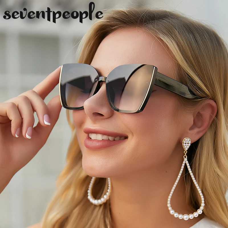 Oversized Cat Eye Sunglasses Women Big Frame 2025 Luxury Brand Fashion Square Sun Glasses for Ladies Retro Trendy Cateye EyewearC250411