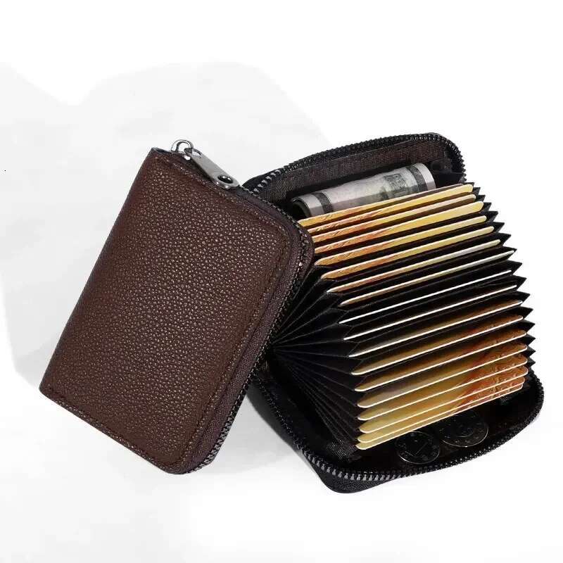 20 Detents Cards Holders PU Business Bank Credit Bus ID Card Holder Cover Coin Pouch Anti Demagnetization Wallets Bag Organizer ddmythur