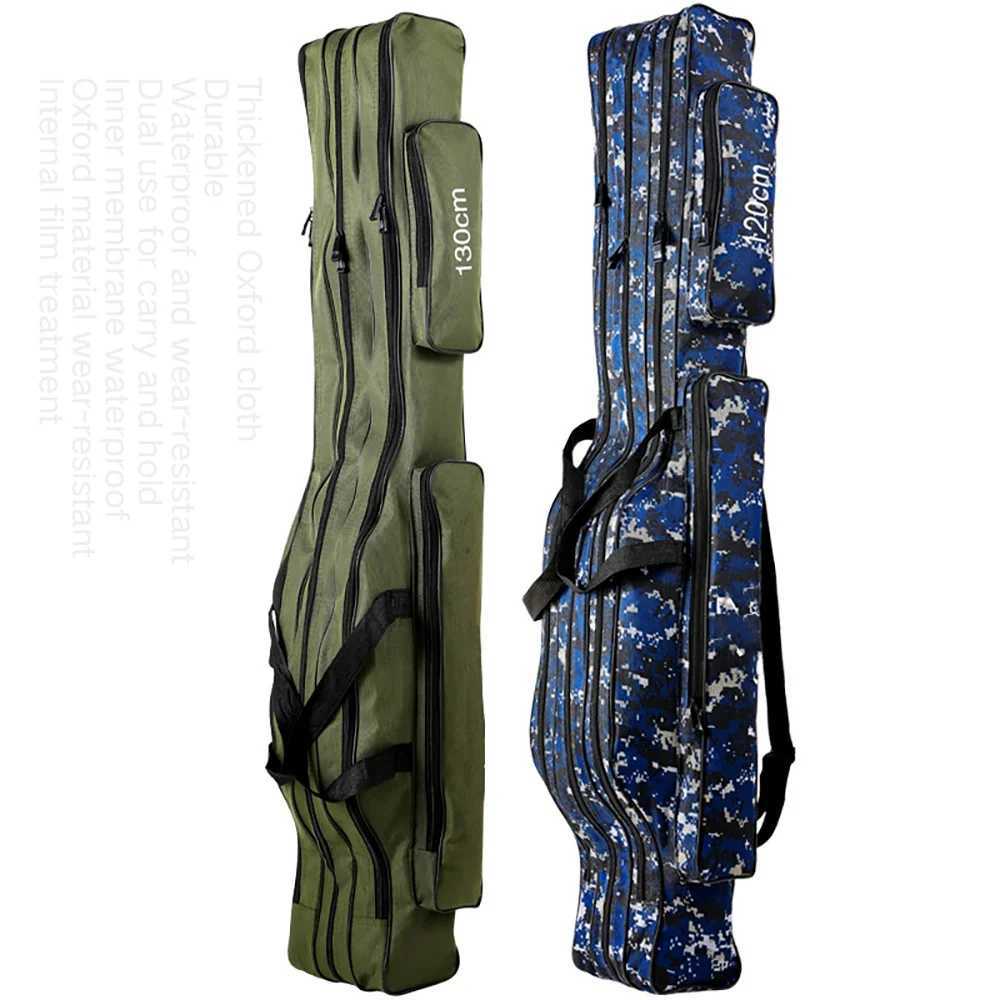 150/130/120/110cm 2/3 Layer Large Capacity Collapsible Fishing Rod Bags Oxford Cloth Sea Fishing Tackle Foldable Package Z250411