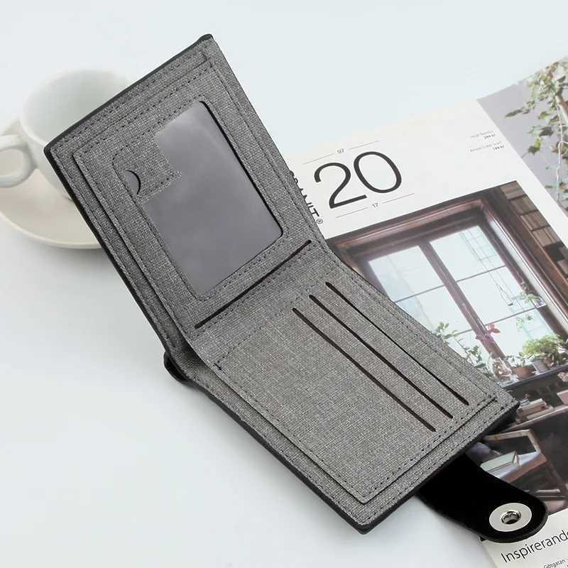 Canvas Mens Wallet Black/Blue/Grey/Grey Card Clip Wallet Mens Money Bag ID/Photo/Bank Card Clip Short Wallet Card Box Z250411