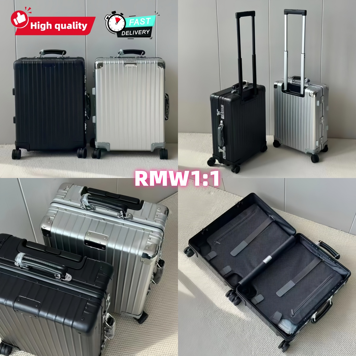 RMW Designer Luggage Boarding Suitcases Rolling Aluminum alloy Suitcase With Wheel Travel Lager Capacity Men Women Trolley case Combination Lock Luxury Luggage