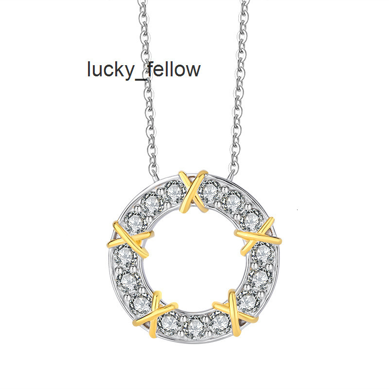 Trendy Design S925 Silver Cross X-shaped Two-color Row Moissanite Pendant With 18k Full Drill Moissanite Jewelry for Women