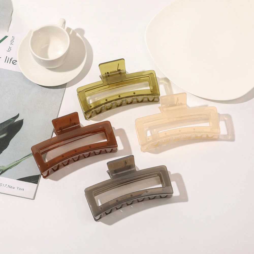 Jelly colored large claw hair clip womens ponytail holder crab bucket transparent hair clip Korean hair clip accessories Y2504012