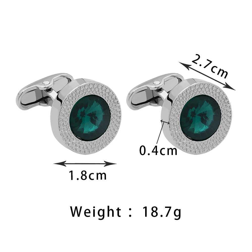 Blue green crystal tapered cufflinks mens classic brand prism cufflinks designer high-quality mens shirt tapered cufflinksT250412