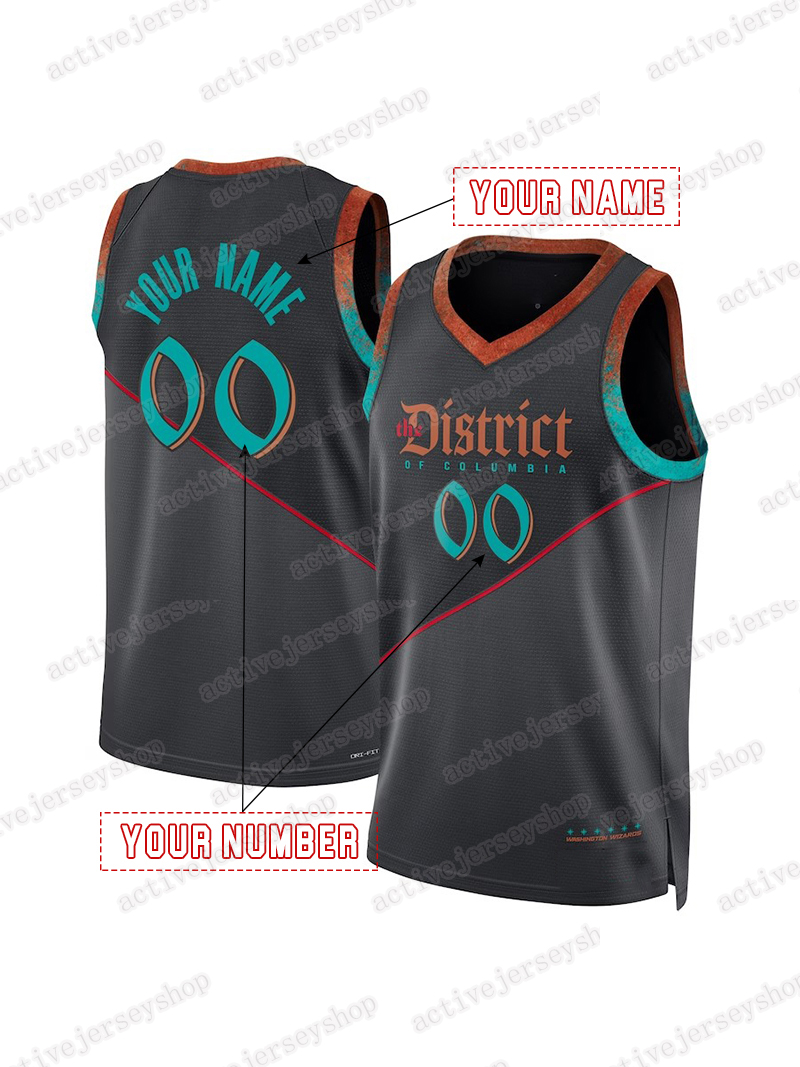 Custom Johnson III 2025-26 City Edition Gold Basketball Jersey Poole McCollum Sarr Kispert Porzingis Carrington Coulibaly George Middleton Custom Stit