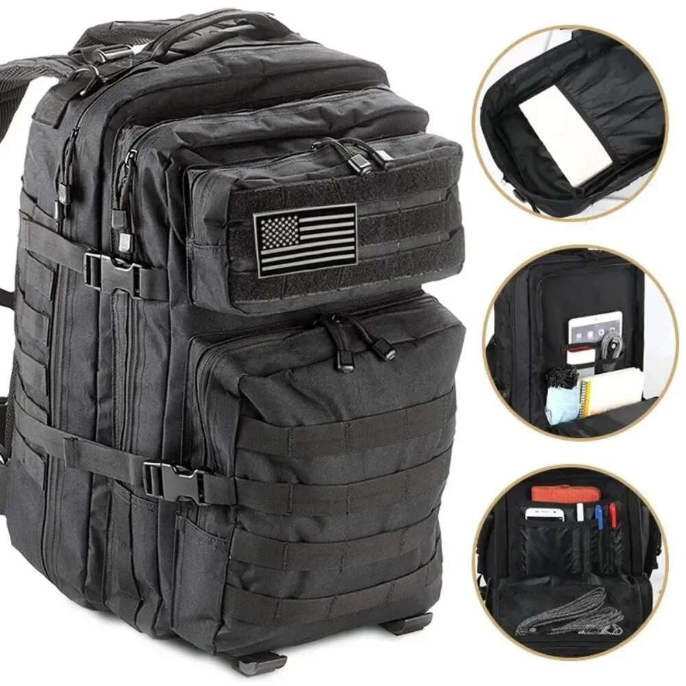 50L Army Military Tactical Backpack Men's Travel Large Capacity Rucksacks Men Waterproof Outdoor Sports Multi-Functional Bags