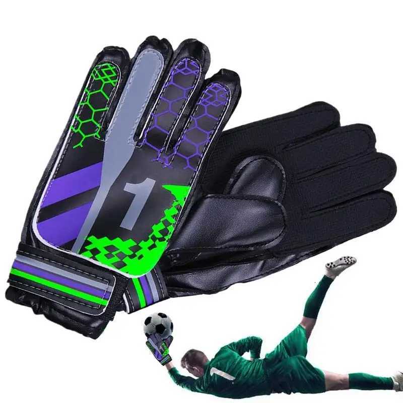 Goalie Gloves Non-slip PU Leather Football Glove Full Finger Soccer Training Glove Protective Gear For Football Baseball GearW251112