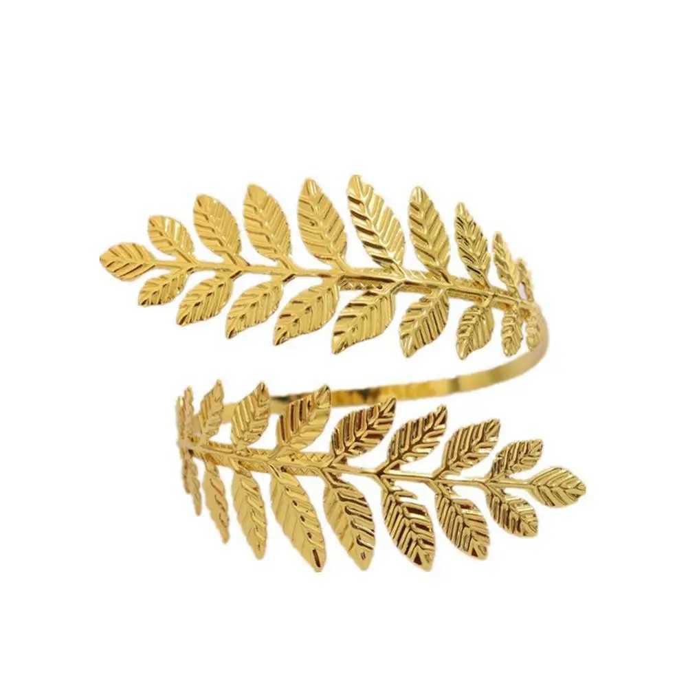 Vintage Metal Greek Roman Laurel Leaf Bracelet Armband Upper Arm Cuff Armlet Festival Bridal Belly Dance Jewelry DropshippingC250411