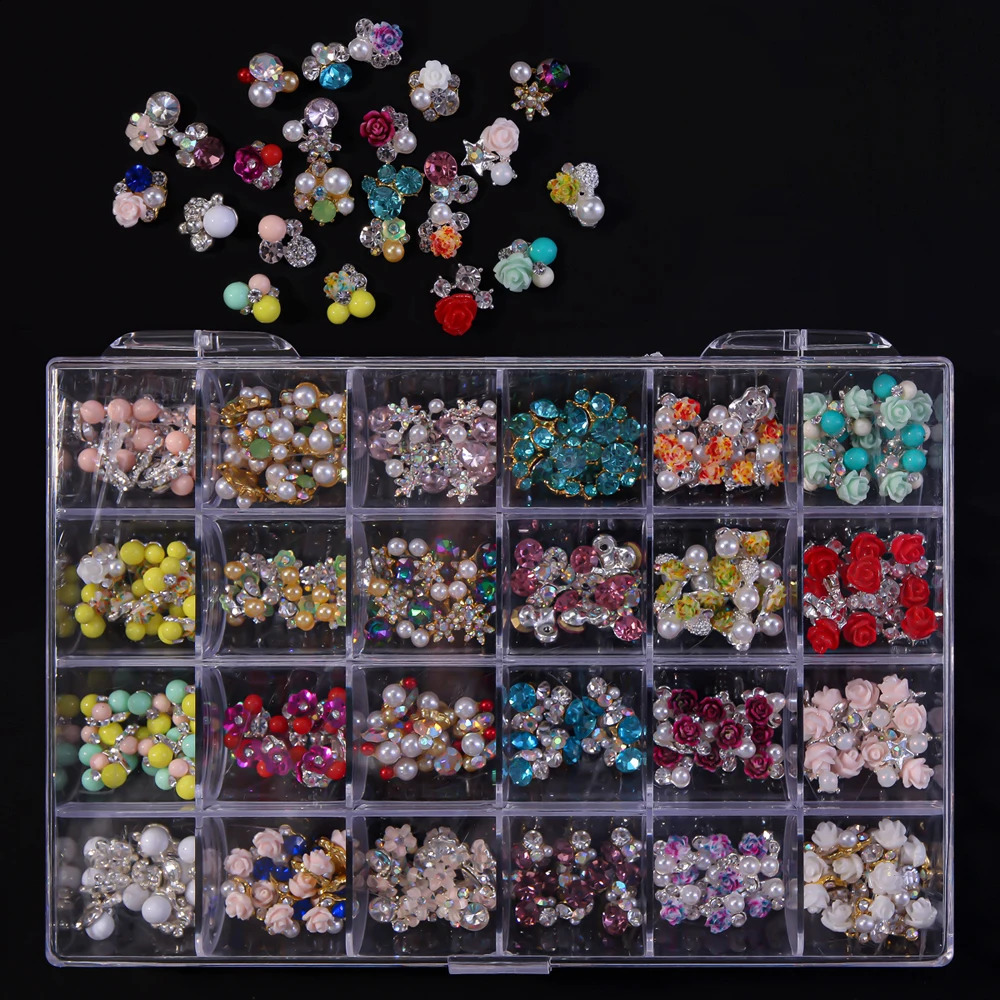 120/240pcs nail jewelry gemstone shell crystal crown/heart-shaped gold and silver alloy processing cutting-edge 3D metal rhinestone nail art Char 2504