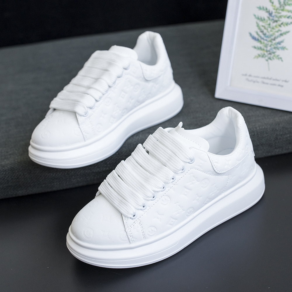 2025 Trendy printed low-top canvas shoes for men and women new style thick-soled couple style lightweight and casual sports shoes new design