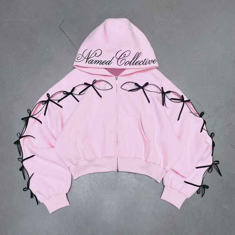 Designer Clothes New Y2k Streetwear Sportswear Two Piece Set Women Hip Hop Rock Bow Personalized Haruku Fashion Zipper Hoodie Sweatpants