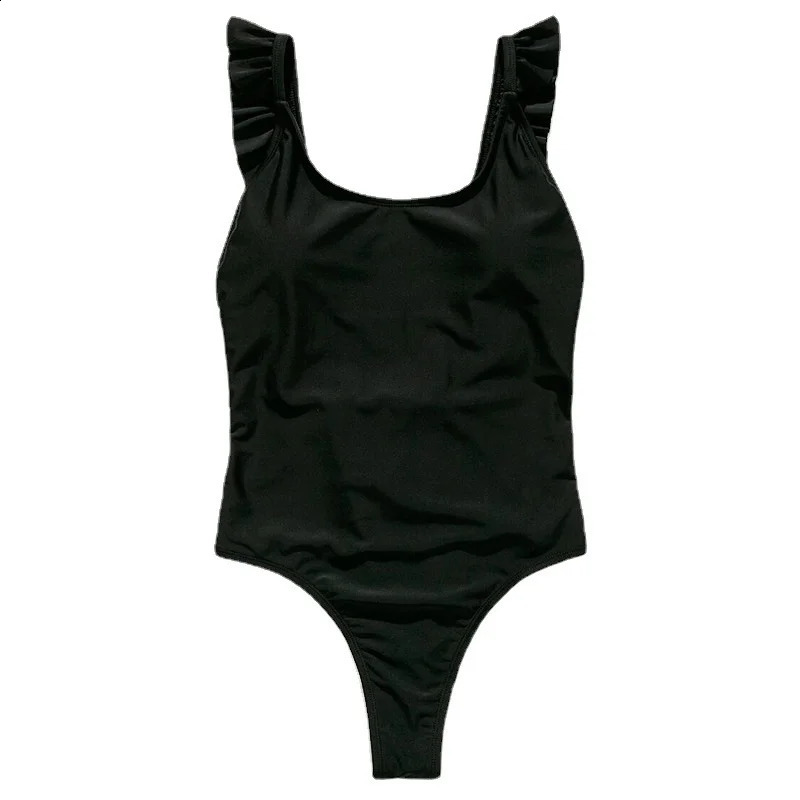 black one-piece swimsuit bikini pleated backless solid swimsuit for women Tankini women 250408