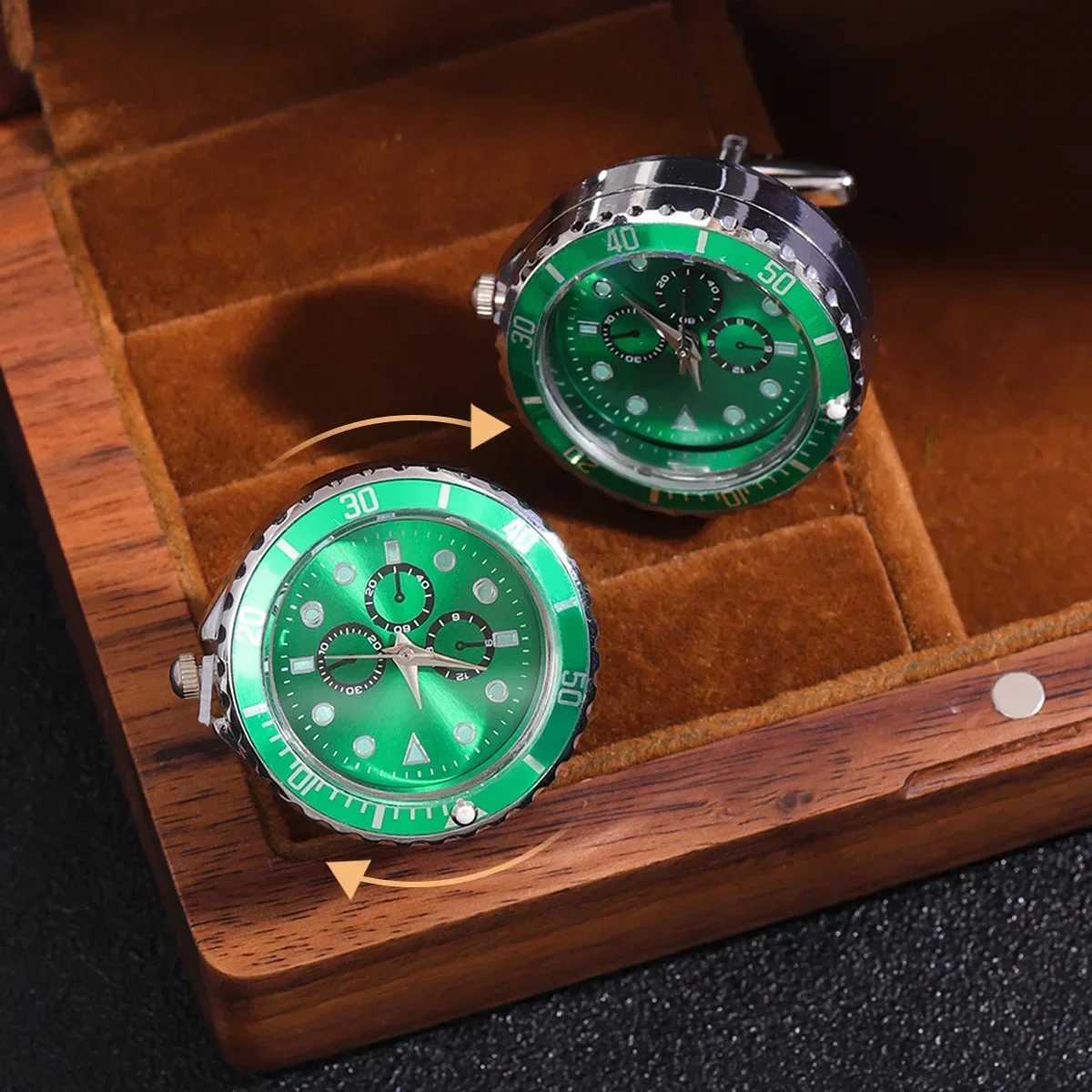 Clock Cufflinks Light Luxury Personalized Art Mens French Set Shirt Spinning Wedding Anniversary Holiday GiftT250412