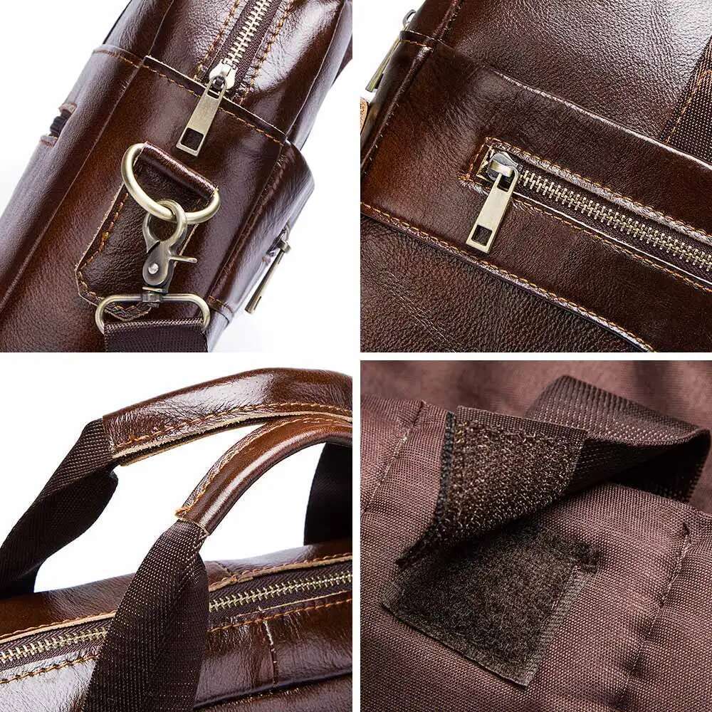 Genuine Leahther Men Briefcase Portable Office Handbag For Laptop Bag High Quality Business Messenger Shoulder Bags Travelg