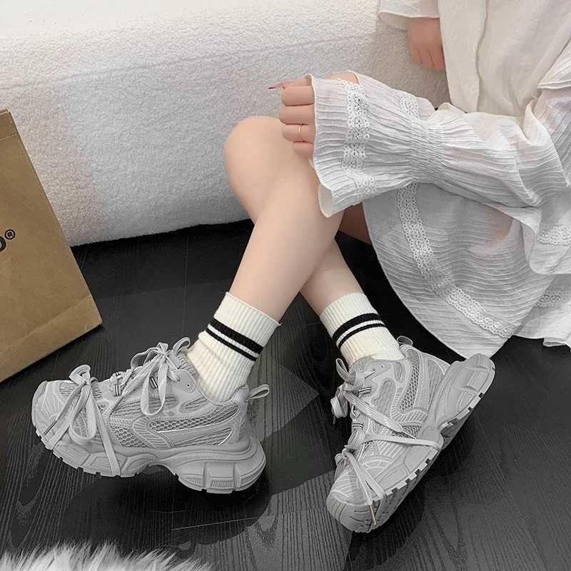 Designer Fashion Casual Trainers Wen Chunky Heel Platform Mixed Color Increasing Sneakers Tennis Fem Sport Shoes New 2025 Z250411