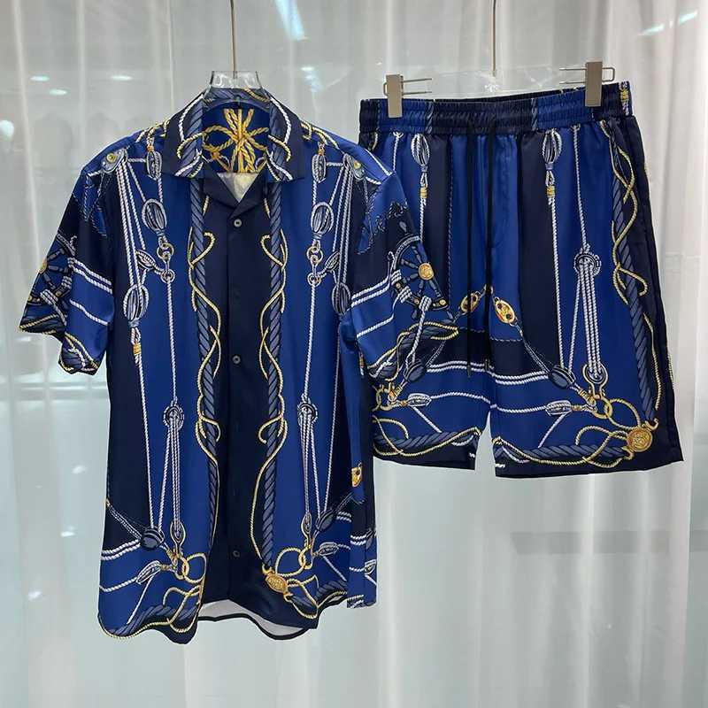 Summer Mens Shirt Set 3D Printed Retro Silver Dragon Pattern Beach Short Sleeve Casual Shirt Oversized Beach Shorts Hawaii SetXJ250412
